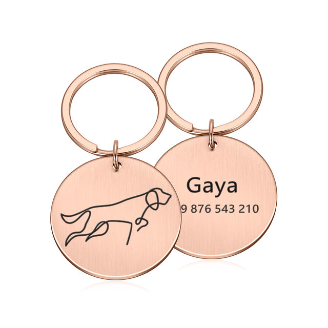 Custom Dog ID Tag Engraved Retro Personalized