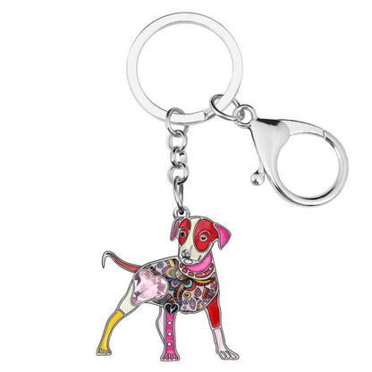 Enamel Alloy Rhinestone Mini Dog Key Chains