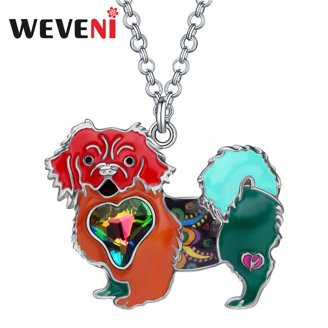 Alloy Rhinestone Shih Tzu Dog Necklace Pendant
