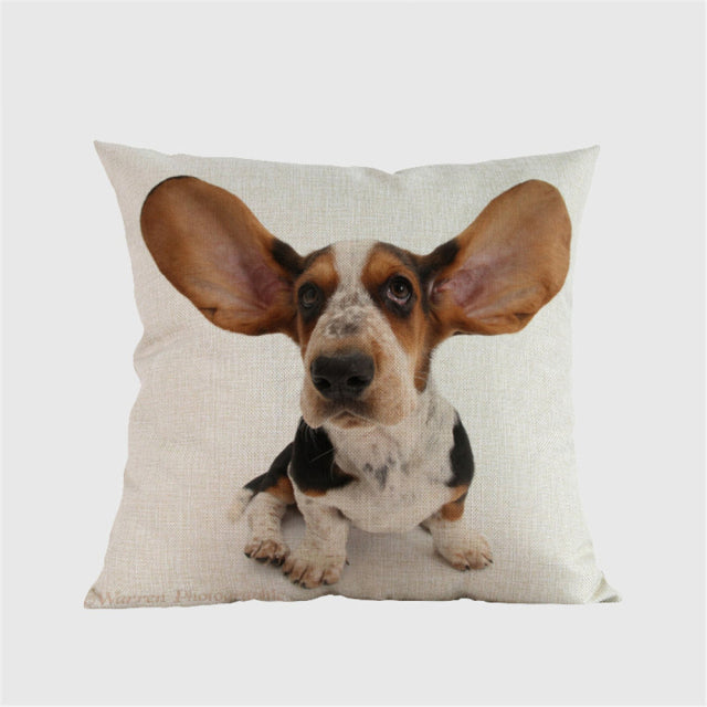 Linen Cushion Cover Basset Hound Decorative