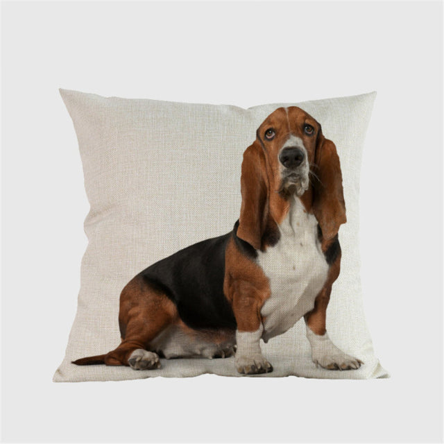 Linen Cushion Cover Basset Hound Decorative