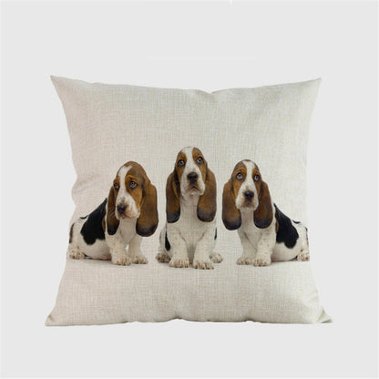 Linen Cushion Cover Basset Hound Decorative