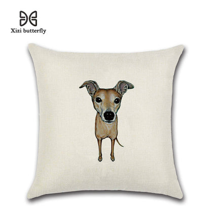 Animal Series Cartoon Dog Expressions Linen Throw Pillowcase