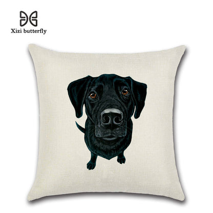Animal Series Cartoon Dog Expressions Linen Throw Pillowcase