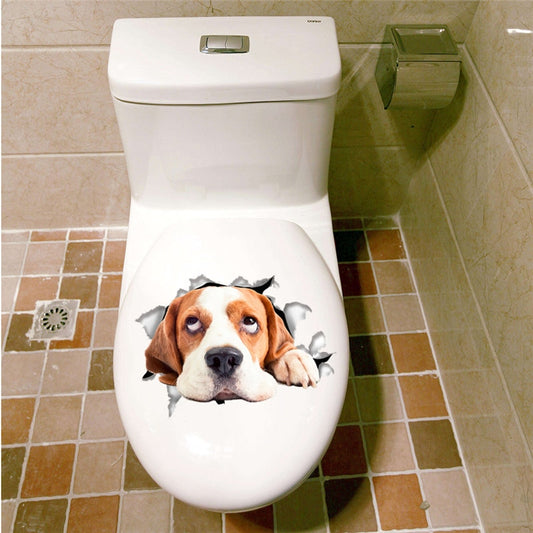 Lovely Dog Toilet Seat Stickers  Poster
