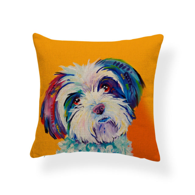 Oil Painting Throw Pillow Cases Bulldog Cushion