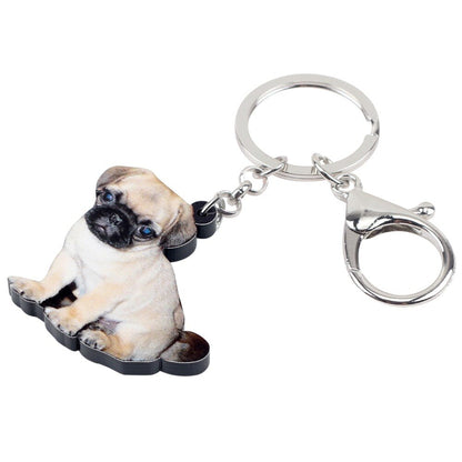 Acrylic Sweet Pug Dog Key Chains