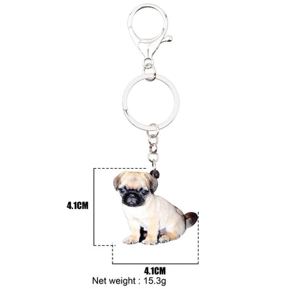 Acrylic Sweet Pug Dog Key Chains