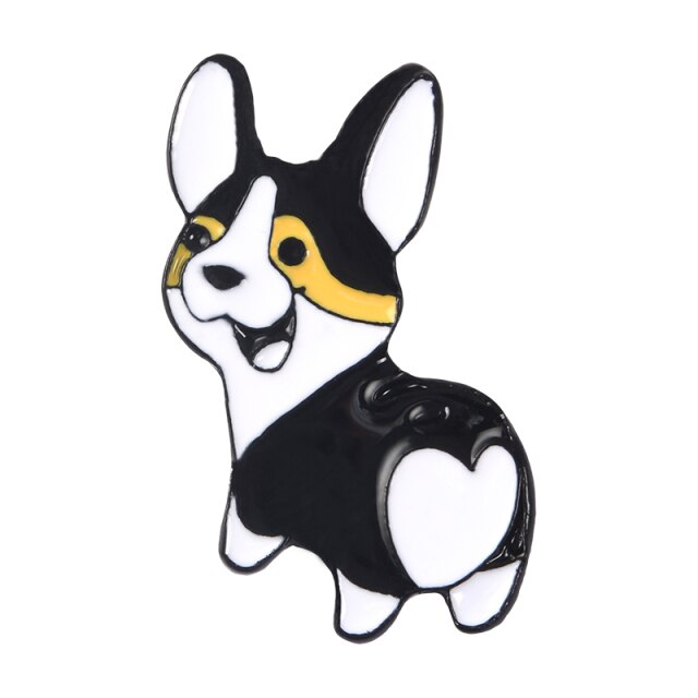 Black Orange Corgi Butt Pins
