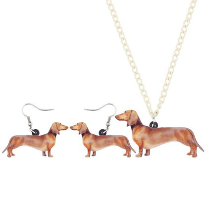 Dachshund Dog Earrings Necklace Sets For Women