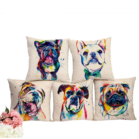 Dog Printed French Throw Pillow