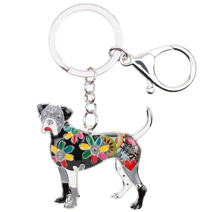 Alloy Boxer Dog Keychains Ring