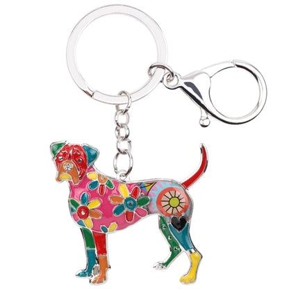Alloy Boxer Dog Keychains Ring