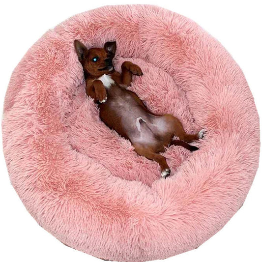 Round Coral Fleece Soft Long Plush Pet Mats Dog Bed