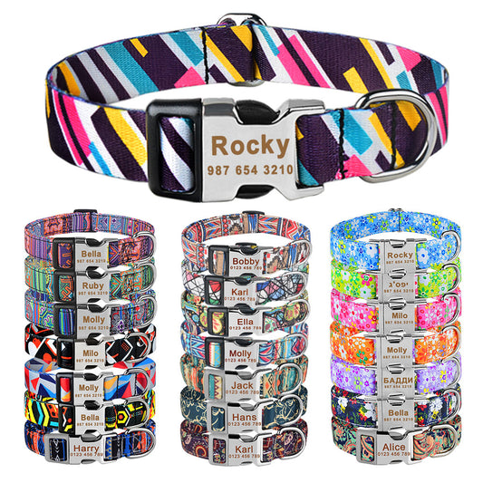 Adjustable Nylon Plaid Unisex Dog Collar Personalized 6951201013899