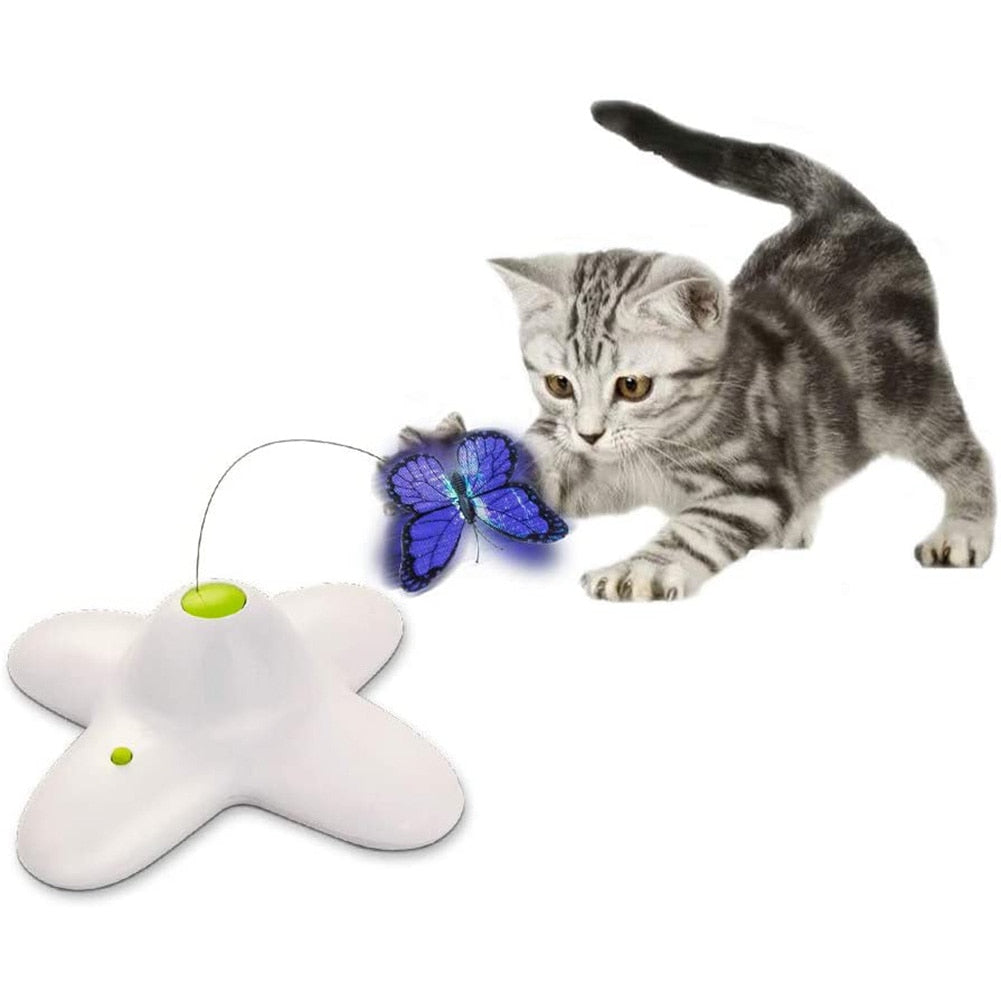 Best Interactive Automatic Rotating Motion Butterfly Flashing Cats Toys