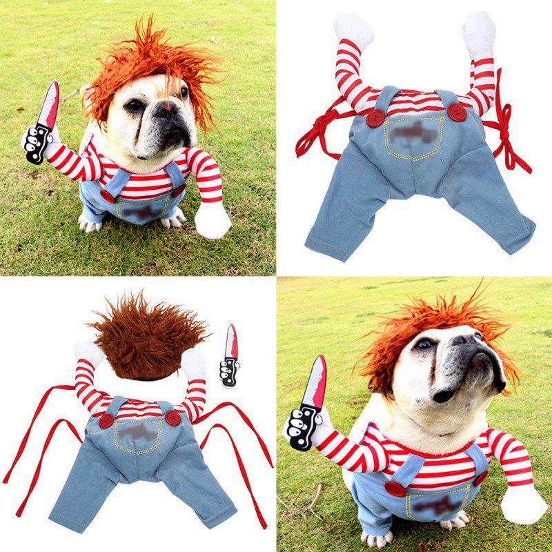 Best Funny Cosplay Costume Dog Cat Clothes Holding a Knife Set Outfits