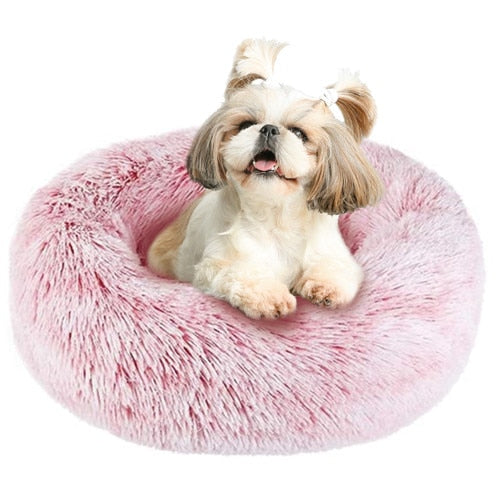 Round Cat Beds Donut Dog Bed,Soft Shag Plush Cushion