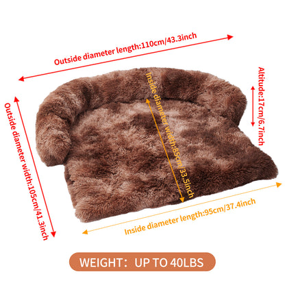 Dog Couch Bed Mat - Fluffy Plush Dog Sofa Bed With Blancket
