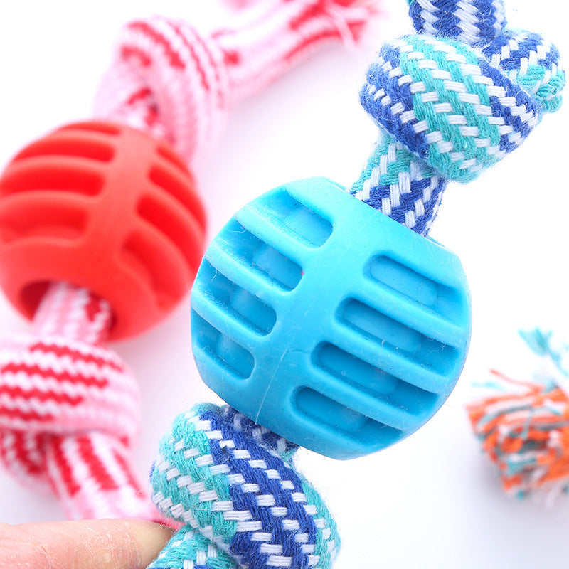 Dog Bite-resistant Teeth Cleaning Pets Toys Ball Double Knot