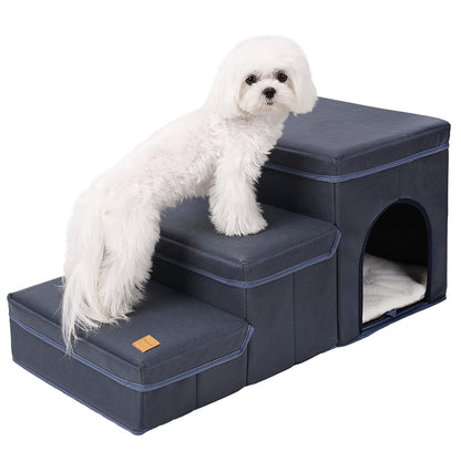 Foldable Dog Stairs With Storage - 3-Level Small To Medium