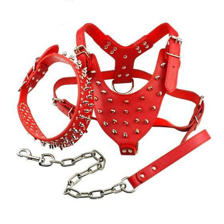 Rivet Bullet Chest Strap Type Tow Rope Collar Three-piece