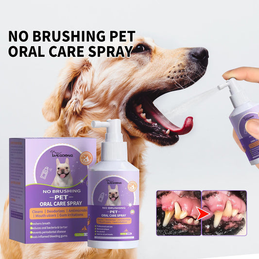 Pet Dog Cat Teeth Cleaning Spray Remove Tartar Teeth Stains