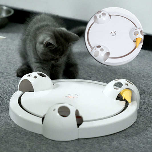 Electric Cat Toy  Wheel Crazy White Cat Catching Mouse