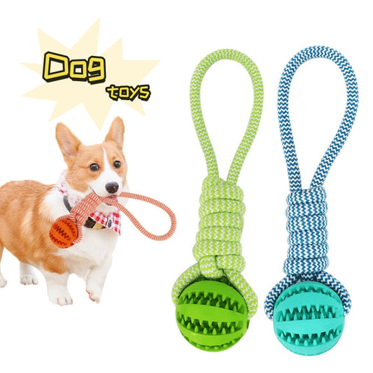 Dog Toys Balls Interactive Treat Rope Rubber Leaking Balls