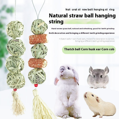 Radish Valley Pet Rabbit Straw Ball Hanging String Hand Knitting