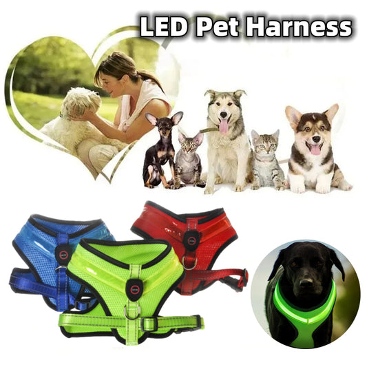 LED Luminous Dog Harness Led USB Charging Dog Chest Strap