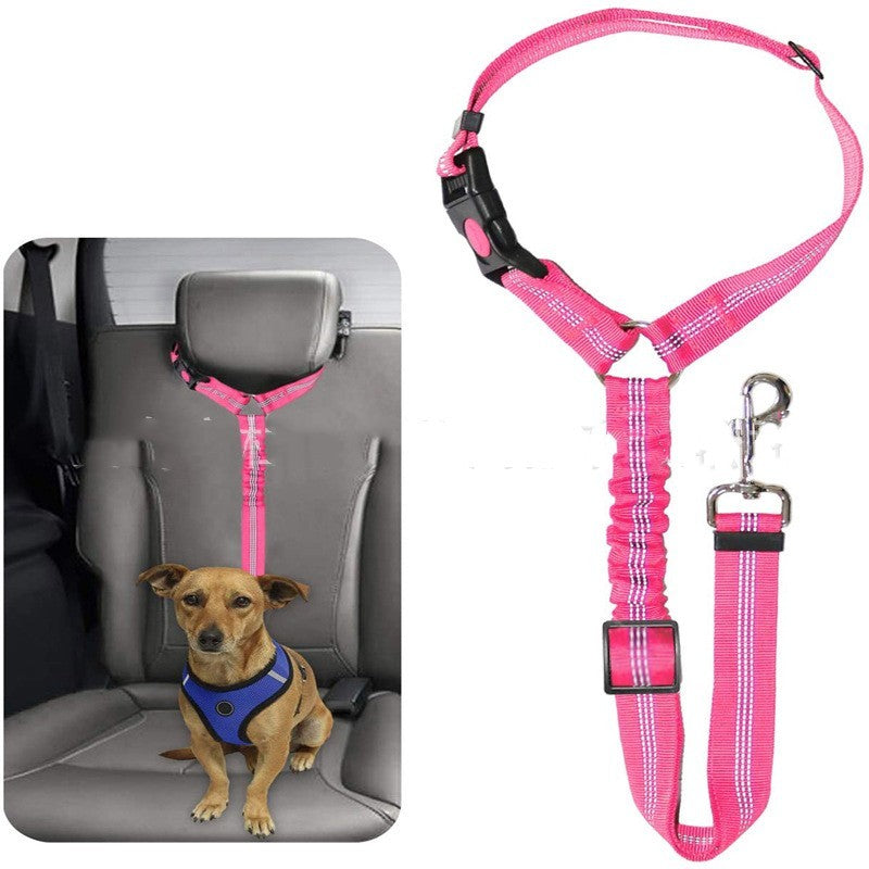 Pet Car Harness Rope Ring Dog Car Elastic Reflective Strap Leash