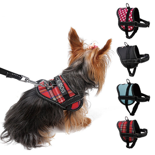 Reflective seat belt slogan dog chest back cover traction rope
