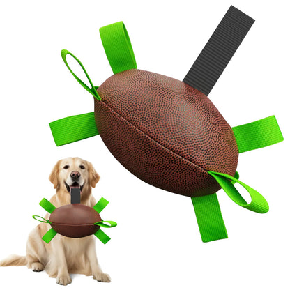 Dog Rugby Football With Strapes, Interactive Dog Toys