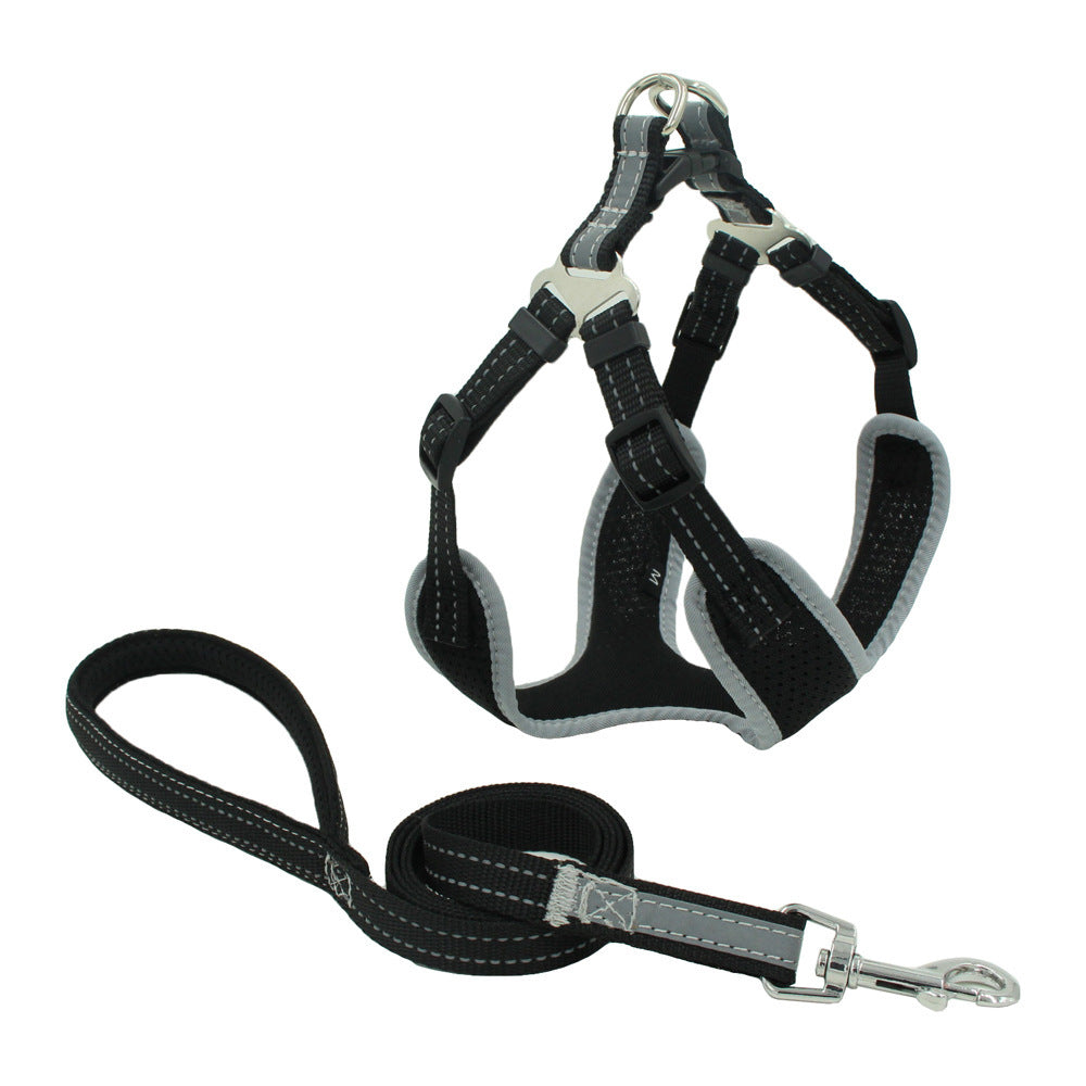 Reflective and breathable mesh dog harness