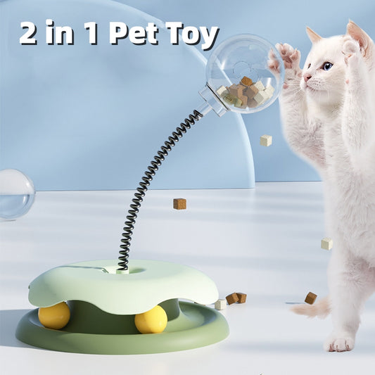 Cat Leakage Food 2 In 1 Toys Turntable Ball Toys Kitten Funny Cat