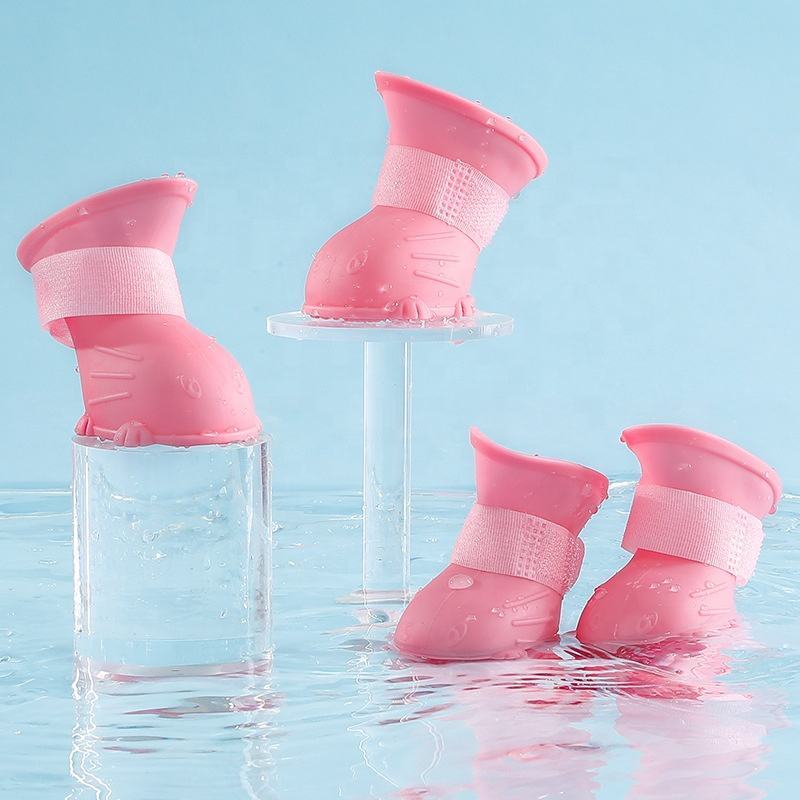 Dog Rain Boots 4Pcs Pet Dog Puppy Warm Waterproof Silicone