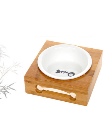 The pet dog bowl bowl bowl bowl three bowl of single double bamboo bowl