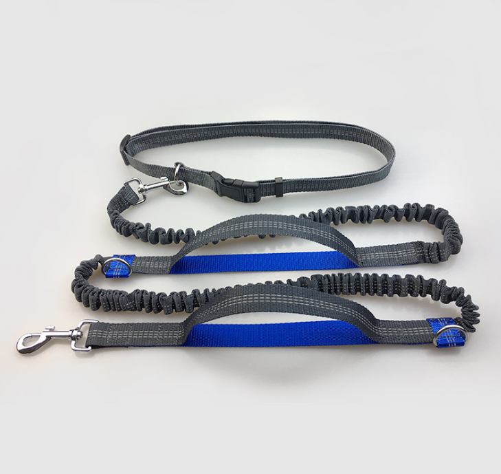 Multi-function running reflective pull dog leash double elastic dog leash traction
