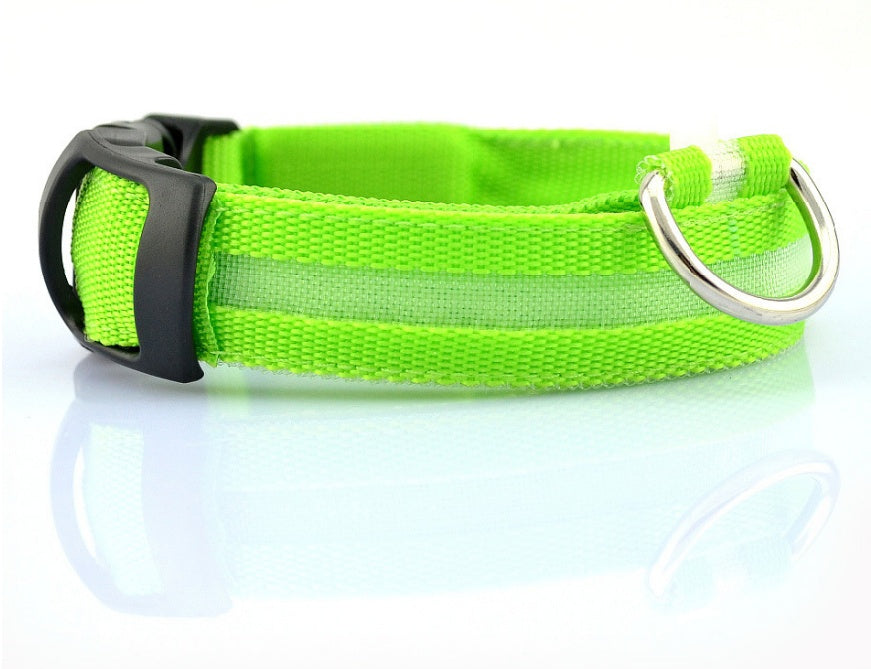 Nylon LED Pet Dog Luminous Collar Night Safety Flashing Glow in Dark