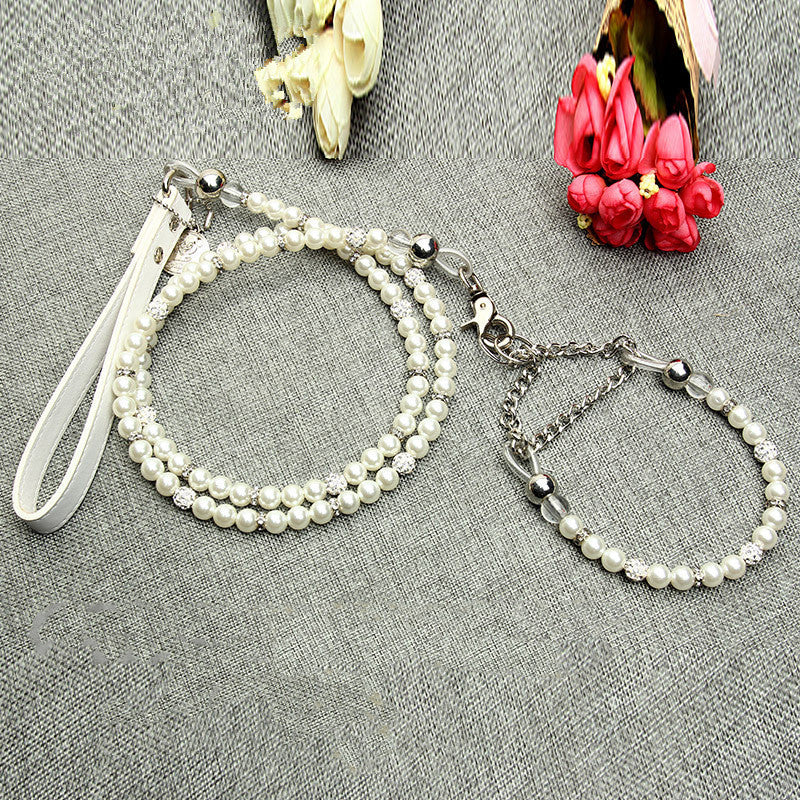 Pet leash dog leash pearl collar