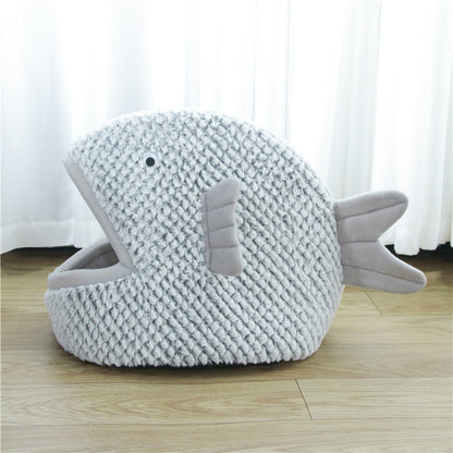 Semi Enclosed Fish Shaped Cartoon Cat Litter Small Dog Pet Bed