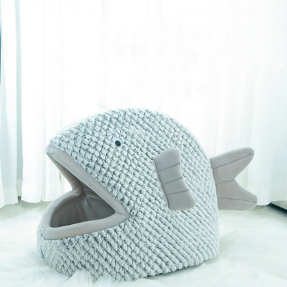 Semi Enclosed Fish Shaped Cartoon Cat Litter Small Dog Pet Bed