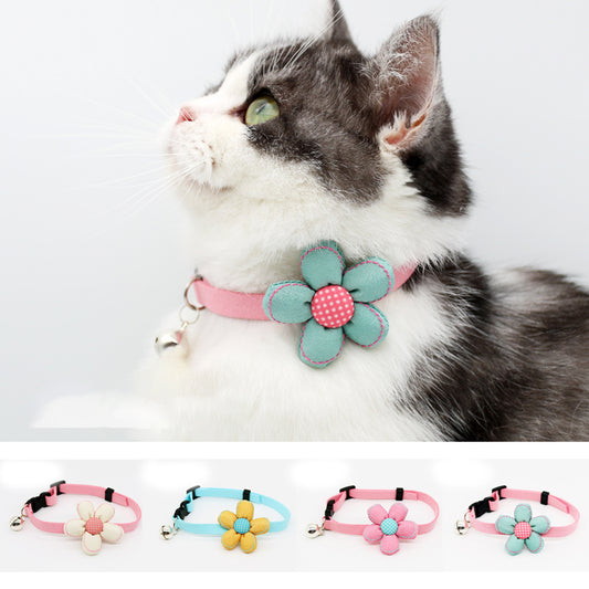 Pet Accessories Flowers Small Fresh Cat Bell Collar Teddy Small Dog Collar