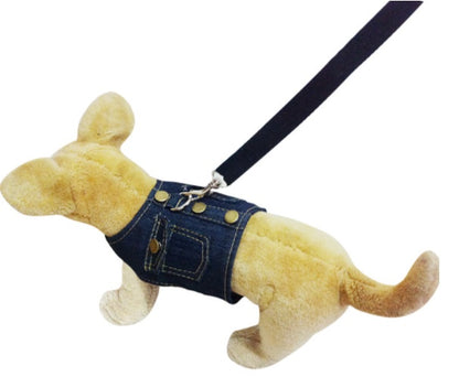 Pet dog's Chest Harness Denim Jacket Chest And Back Leash