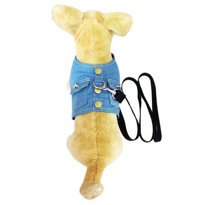 Pet dog's Chest Harness Denim Jacket Chest And Back Leash