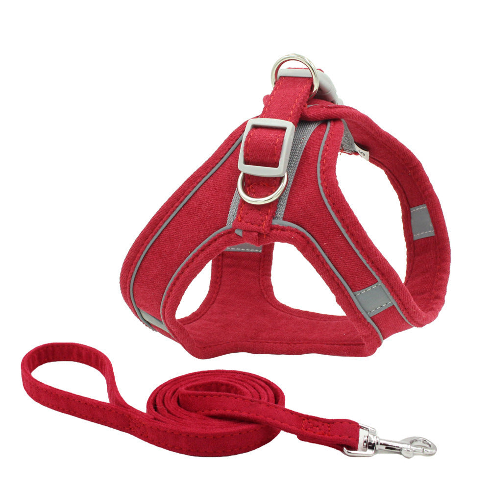 Suede Pet Chest Harness Reflective And Breathable Anti-Strike