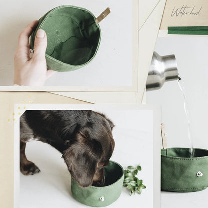 Folding Dog Bowl Canvas Dog Tableware Drinking Water Bowl