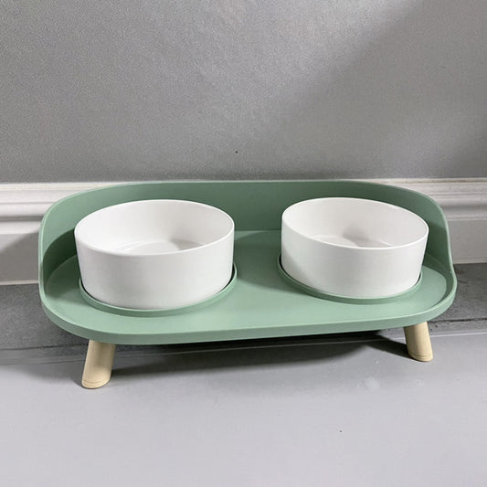 Ceramic Cat Bowl Protect Cervical Vertebra Double Bowl Food Bowl