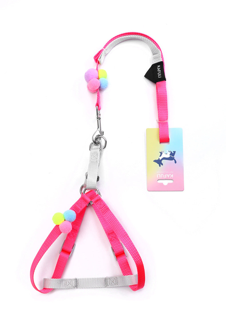 Colorful Fluffy Ball Cat Traction Rope Small And Medium-Sized